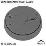 Tabletop Terrain Bases 32 mm / Single Cracked Earth Resin Bases