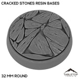 Tabletop Terrain Bases 32 mm / Single Cracked Stones Resin Bases