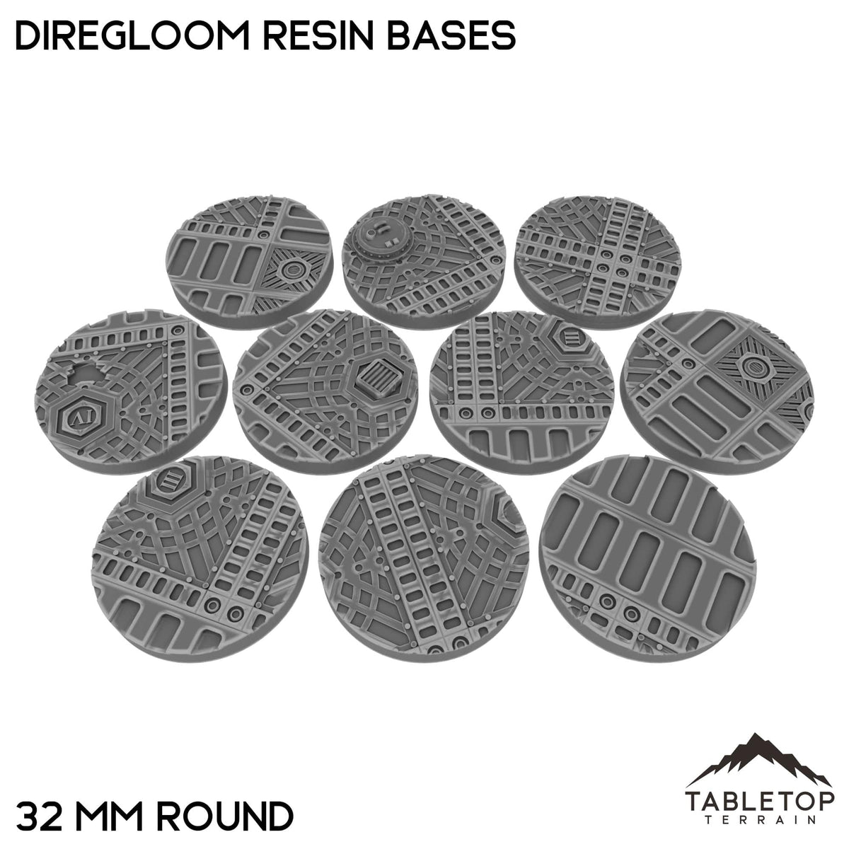 Tabletop Terrain Bases 32 mm / Single Diregloom Resin Bases