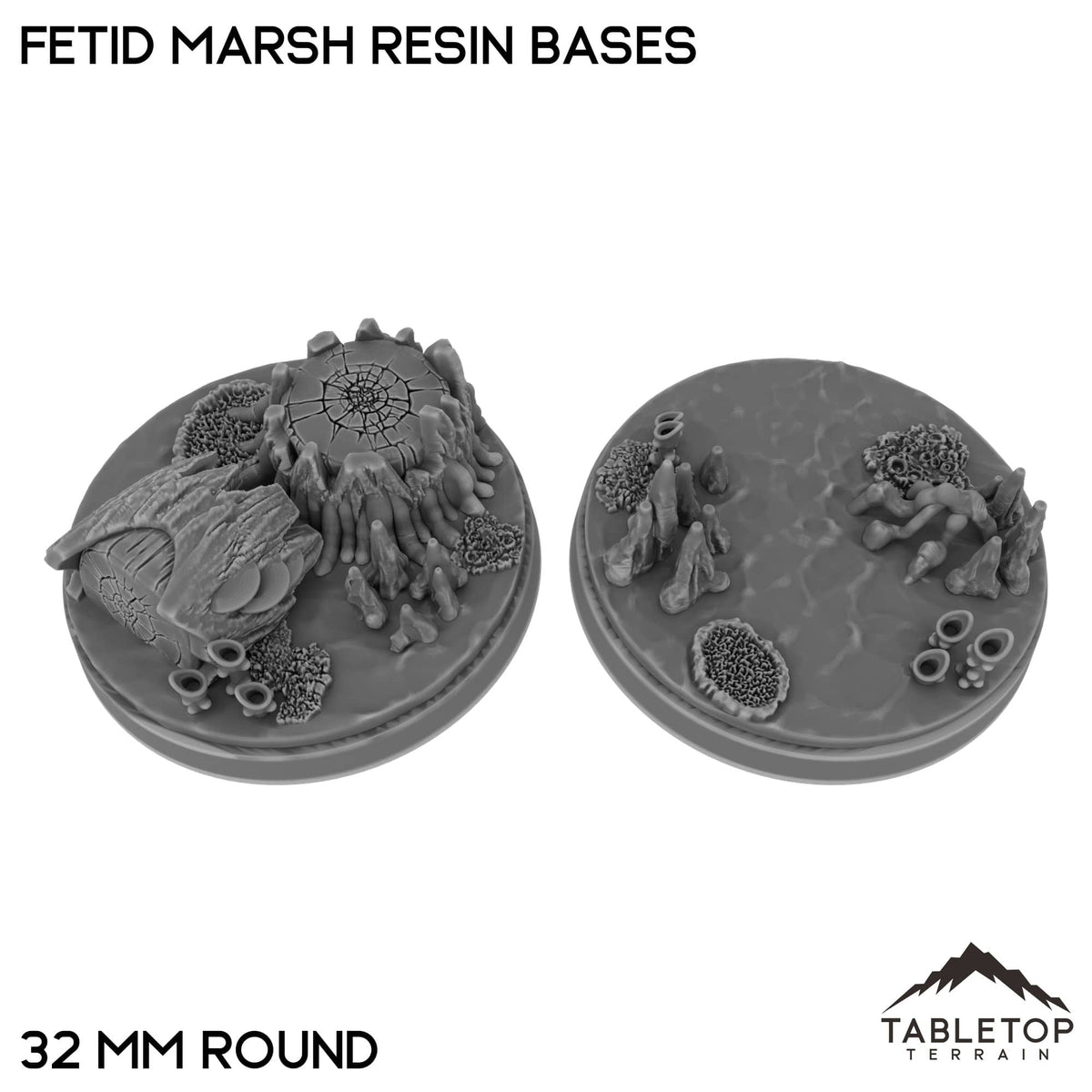 Tabletop Terrain Bases 32 mm / Single Fetid Marsh Resin Bases