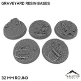 Tabletop Terrain Bases 32 mm / Single Graveyard Resin Bases