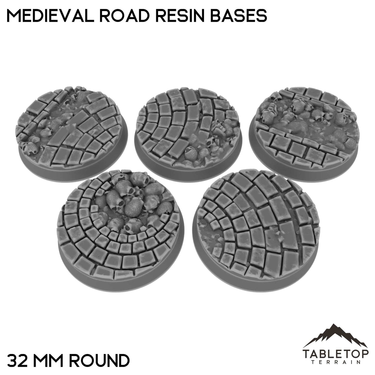 Tabletop Terrain Bases 32 mm / Single Medieval Road Resin Bases