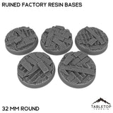 Tabletop Terrain Bases 32 mm / Single Ruined Factory Resin Bases