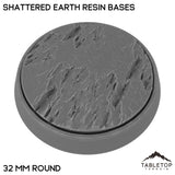 Tabletop Terrain Bases 32 mm / Single Shattered Earth Resin Bases