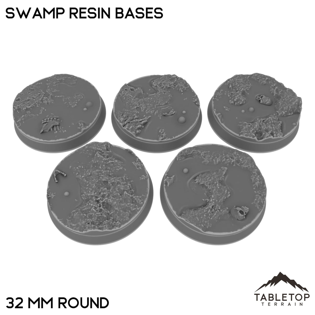 Tabletop Terrain Bases 32 mm / Single Swamp Resin Bases