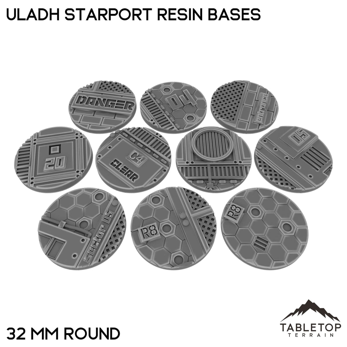 Tabletop Terrain Bases 32 mm / Single Uladh Starport Resin Bases