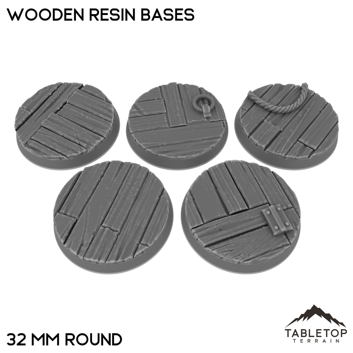 Tabletop Terrain Bases 32 mm / Single Wooden Resin Bases
