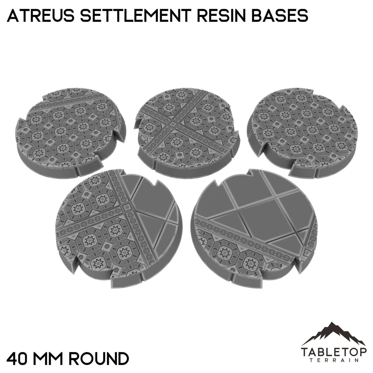 Tabletop Terrain Bases 40 mm / Single Atreus Settlement Resin Bases