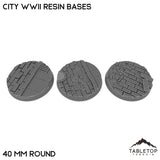 Tabletop Terrain Bases 40 mm / Single City WWII Resin Bases