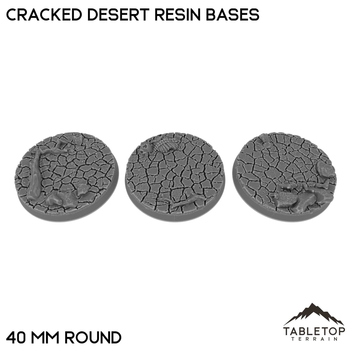Tabletop Terrain Bases 40 mm / Single Cracked Desert Resin Bases