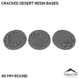 Tabletop Terrain Bases 40 mm / Single Cracked Desert Resin Bases