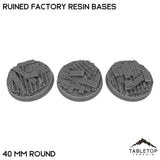 Tabletop Terrain Bases 40 mm / Single Ruined Factory Resin Bases