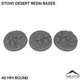 Tabletop Terrain Bases 40 mm / Single Stony Desert Resin Bases