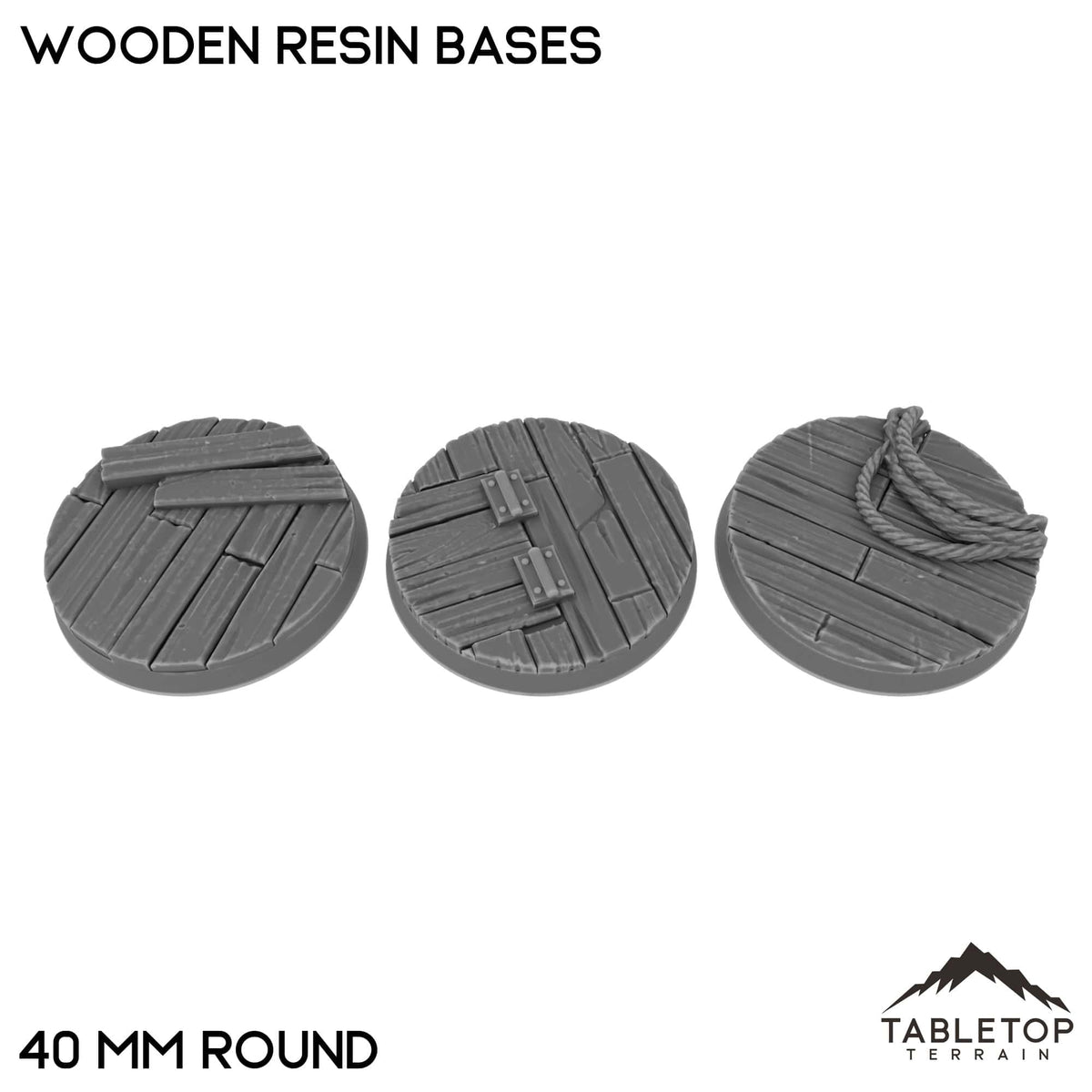 Tabletop Terrain Bases 40 mm / Single Wooden Resin Bases