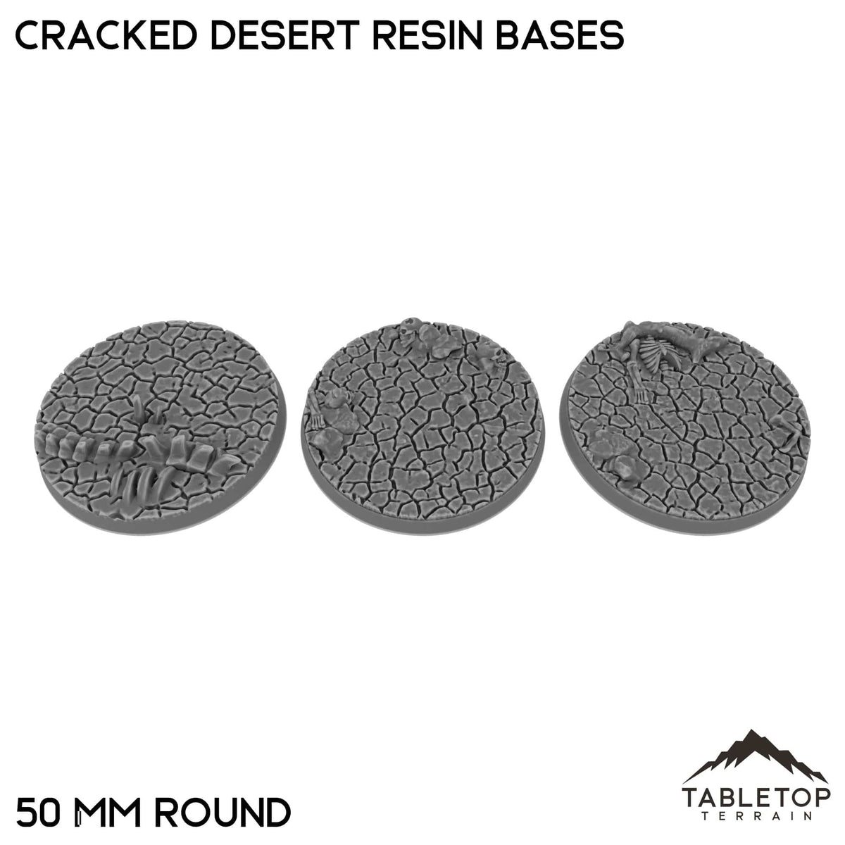 Tabletop Terrain Bases 50 mm / Single Cracked Desert Resin Bases