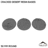 Tabletop Terrain Bases 50 mm / Single Cracked Desert Resin Bases