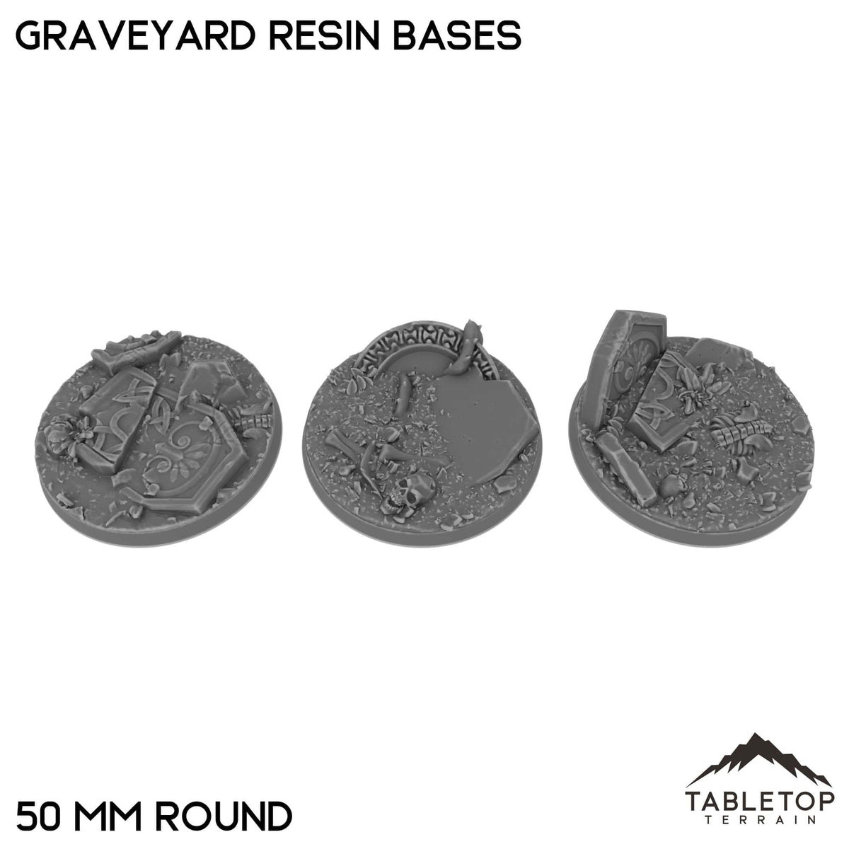 Tabletop Terrain Bases 50 mm / Single Graveyard Resin Bases