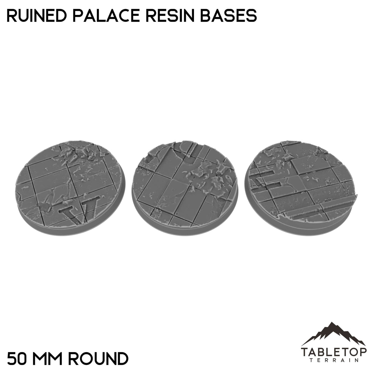 Tabletop Terrain Bases 50 mm / Single Ruined Palace Resin Bases