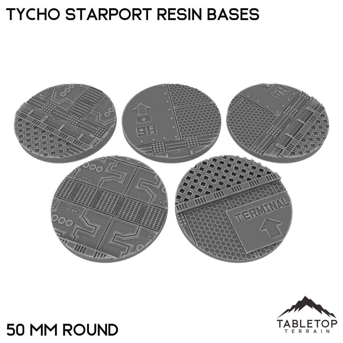 Tabletop Terrain Bases 50 mm / Single Tycho Starport Resin Bases