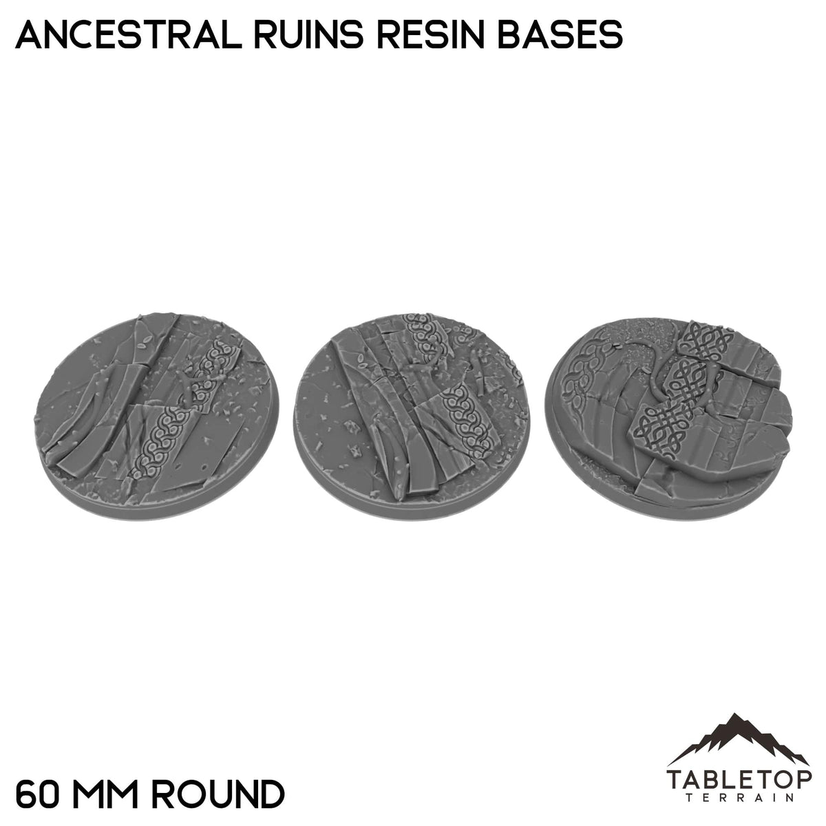 Tabletop Terrain Bases 60 mm / Single Ancestral Ruins Resin Bases