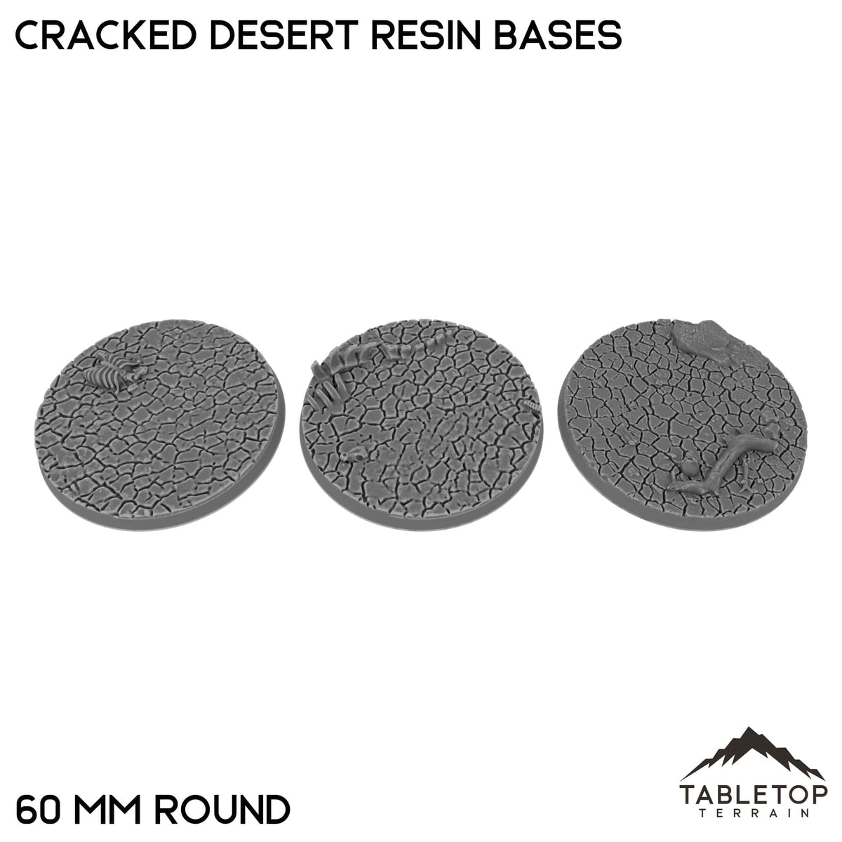 Tabletop Terrain Bases 60 mm / Single Cracked Desert Resin Bases