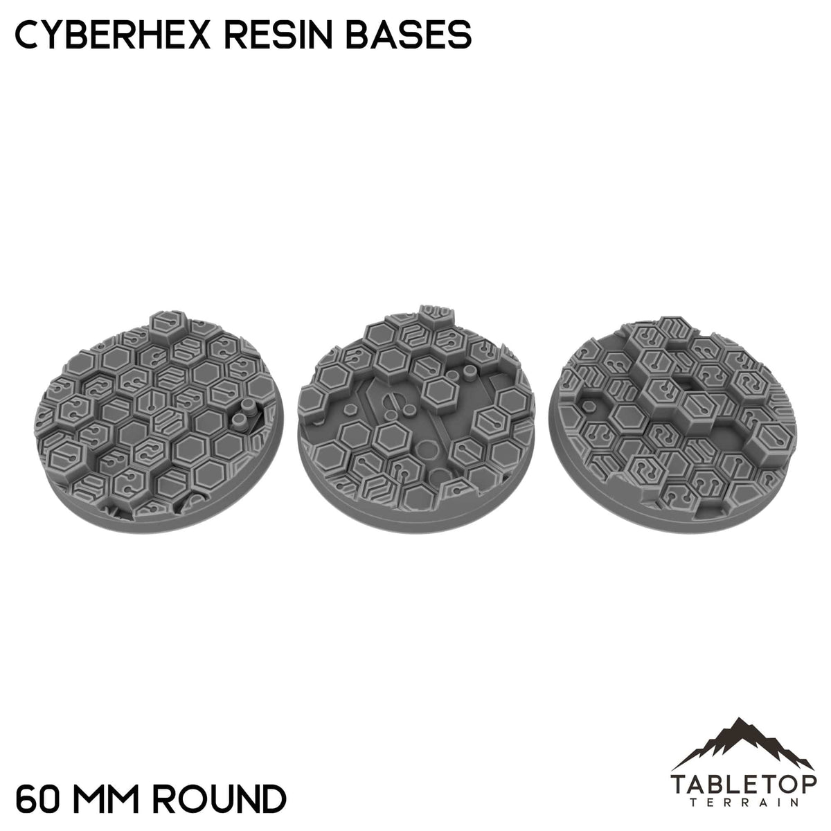 Tabletop Terrain Bases 60 mm / Single Cyberhex Resin Bases
