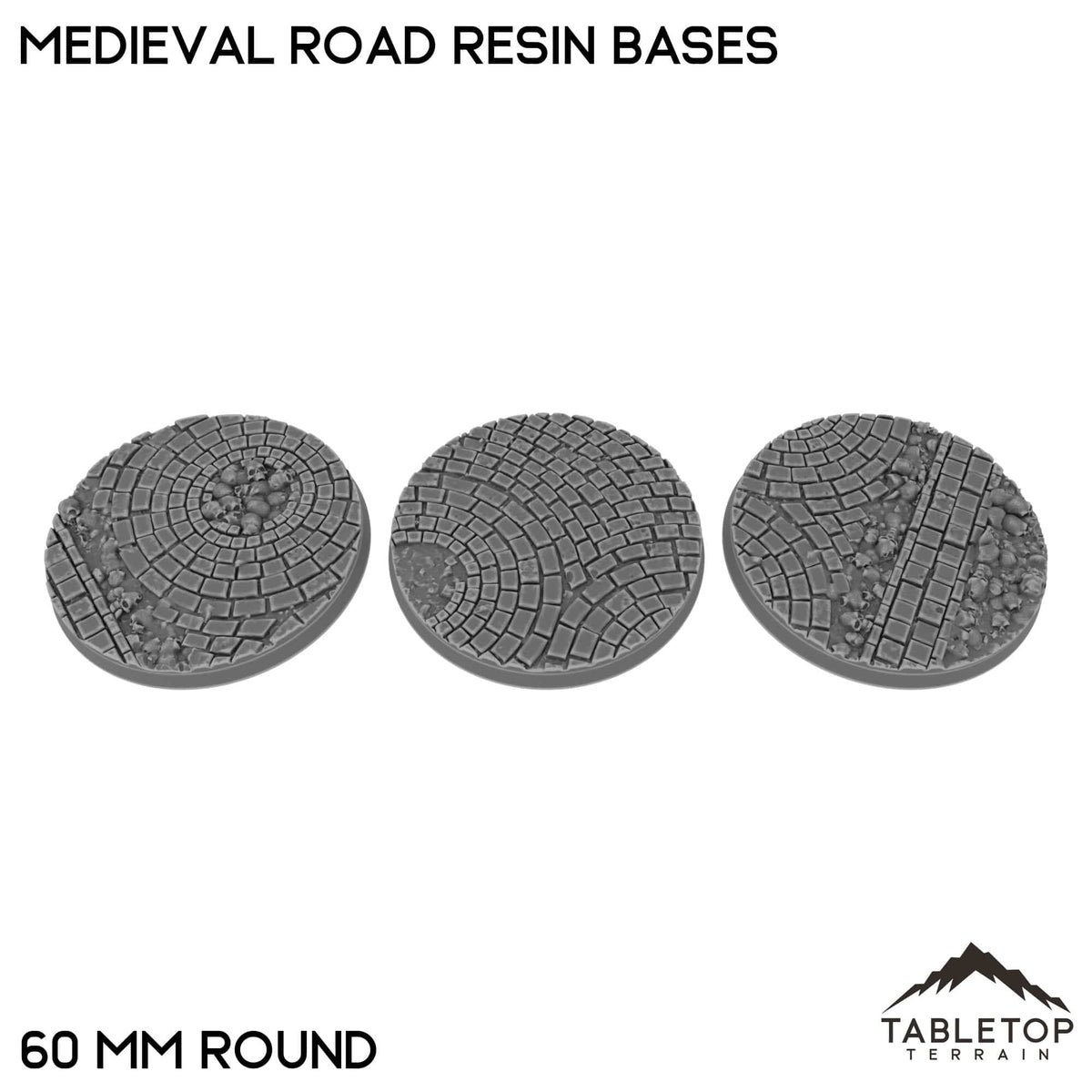 Tabletop Terrain Bases 60 mm / Single Medieval Road Resin Bases