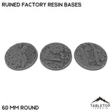 Tabletop Terrain Bases 60 mm / Single Ruined Factory Resin Bases