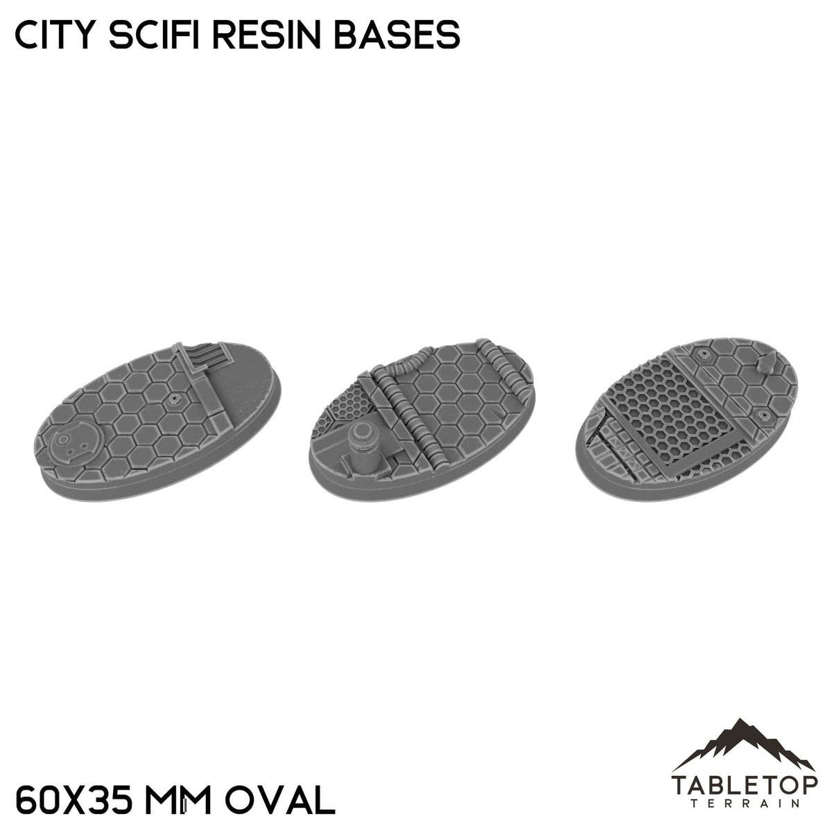 Tabletop Terrain Bases 60×35 mm oval / Single City SciFi Resin Bases