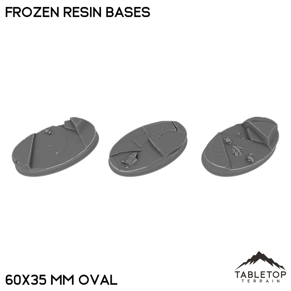 Tabletop Terrain Bases 60×35 mm oval / Single Frozen Resin Bases