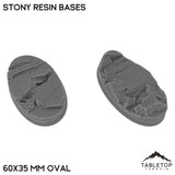 Tabletop Terrain Bases 60×35 mm oval / Single Stony Resin Bases