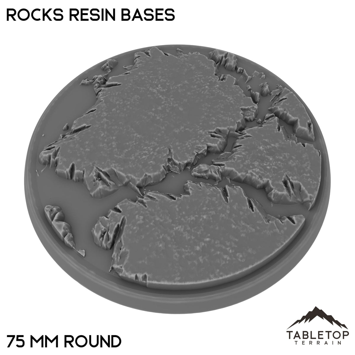 Tabletop Terrain Bases 75 mm / Single Rocks Resin Bases
