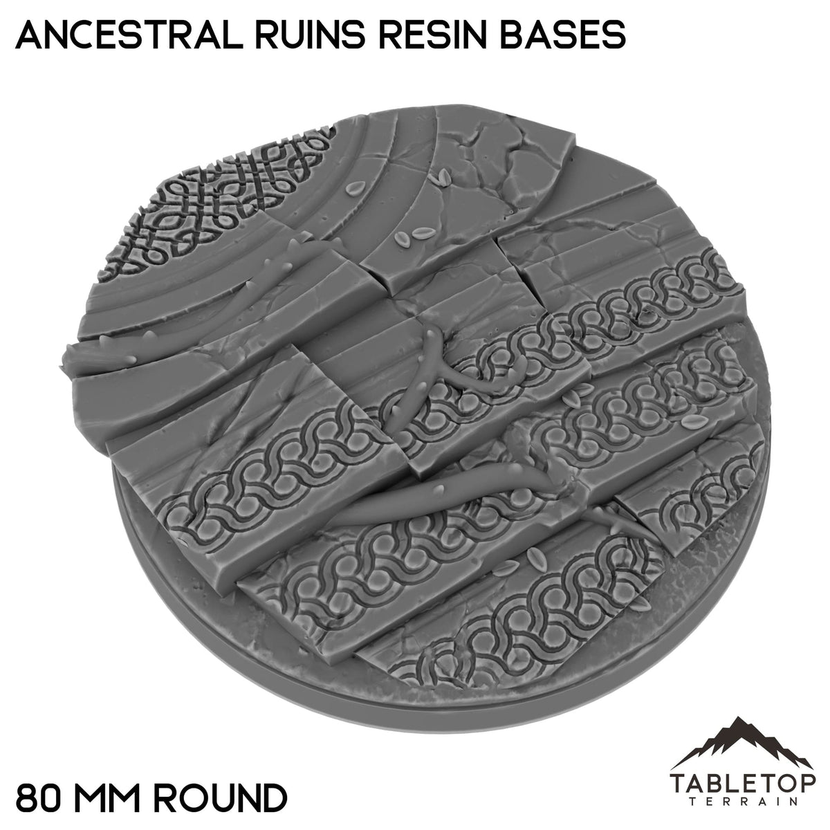 Tabletop Terrain Bases 80 mm / Single Ancestral Ruins Resin Bases