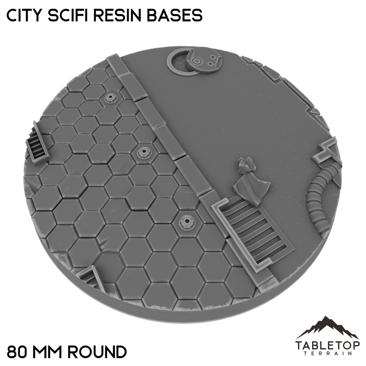 Tabletop Terrain Bases 80 mm / Single City SciFi Resin Bases