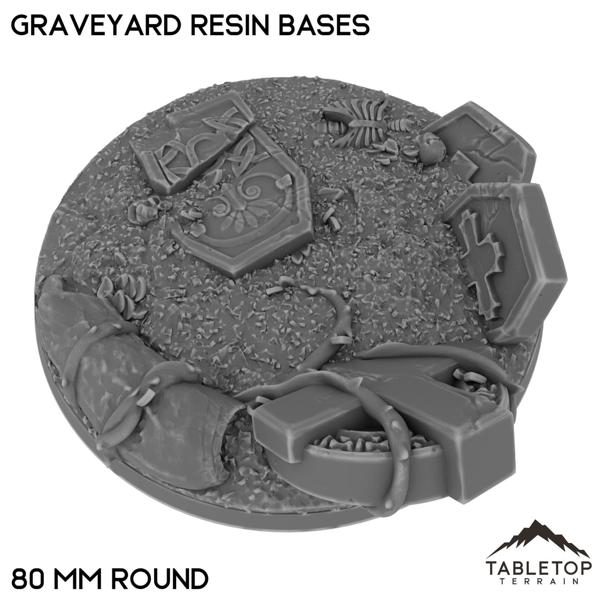 Tabletop Terrain Bases 80 mm / Single Graveyard Resin Bases