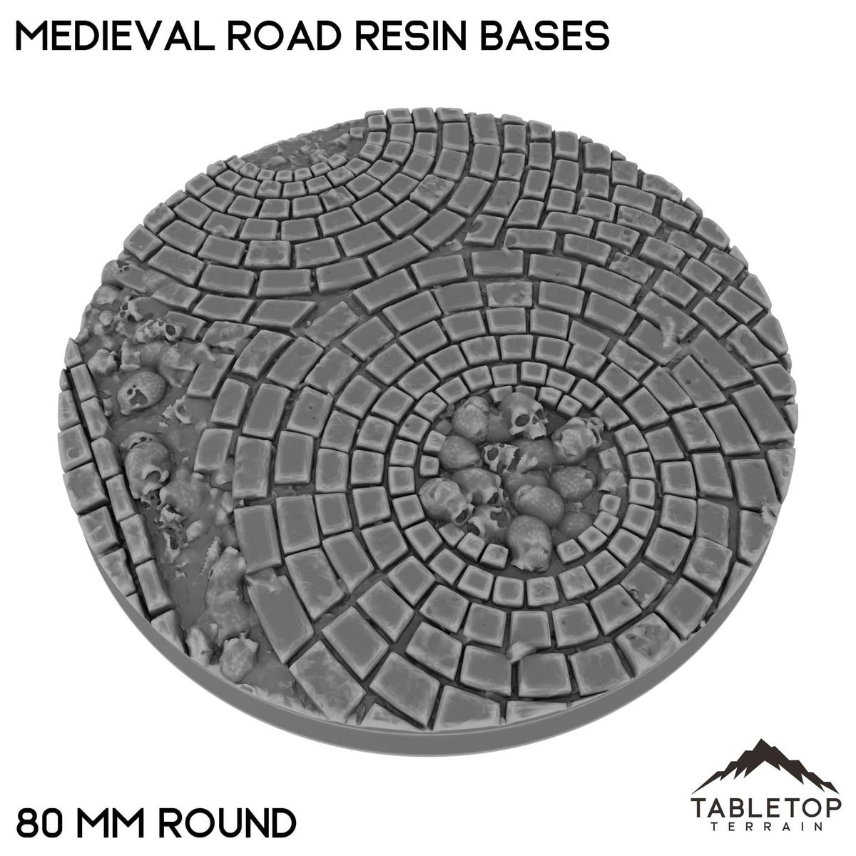 Tabletop Terrain Bases 80 mm / Single Medieval Road Resin Bases