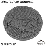 Tabletop Terrain Bases 80 mm / Single Ruined Factory Resin Bases