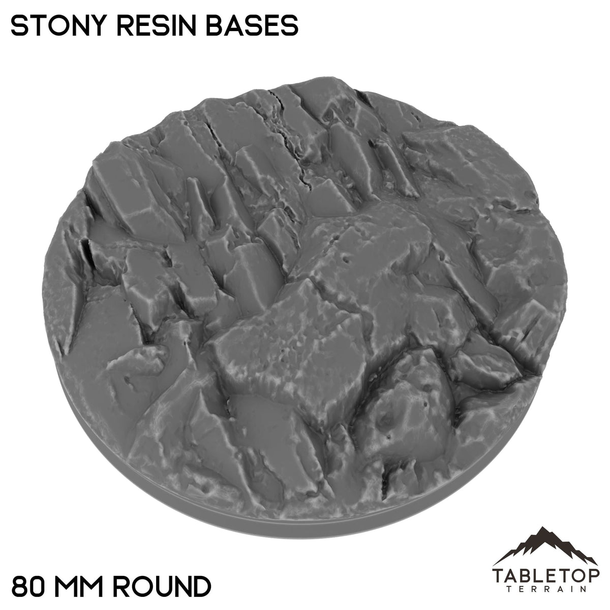 Tabletop Terrain Bases 80 mm / Single Stony Resin Bases