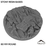 Tabletop Terrain Bases 80 mm / Single Stony Resin Bases