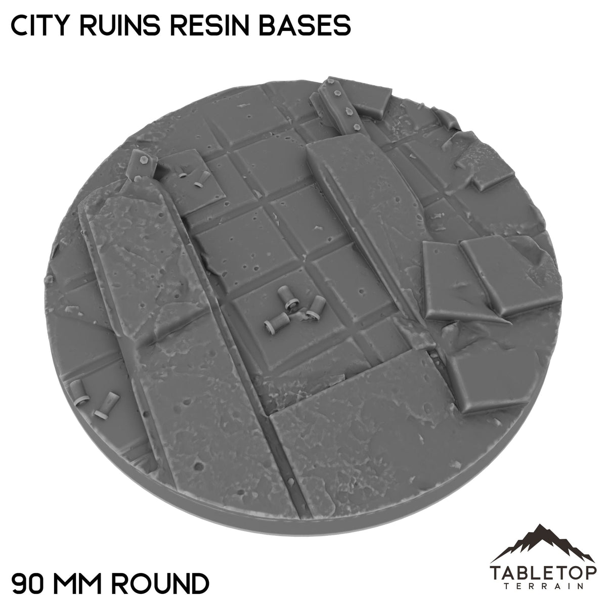 Tabletop Terrain Bases 90 mm / Single City Ruins Resin Bases