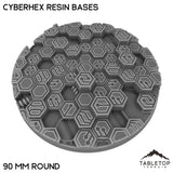 Tabletop Terrain Bases 90 mm / Single Cyberhex Resin Bases
