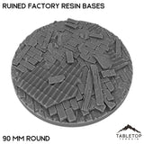 Tabletop Terrain Bases 90 mm / Single Ruined Factory Resin Bases