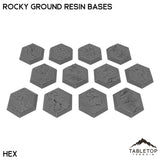 Tabletop Terrain Bases Hex / Single Rocky Ground Resin Bases