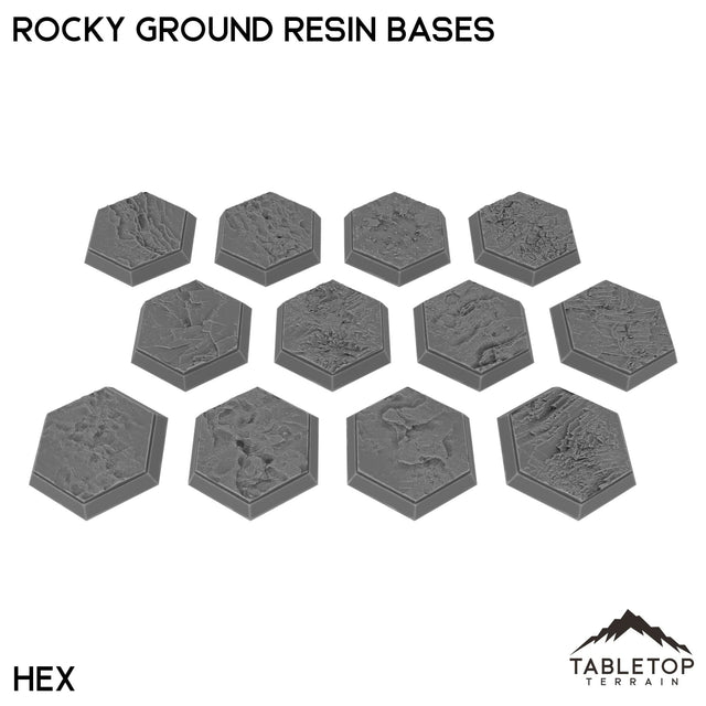 Tabletop Terrain Bases Hex / Single Rocky Ground Resin Bases
