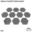 Tabletop Terrain Bases Hex / Single Urban Concrete Resin Bases