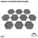 Tabletop Terrain Bases Hex / Single Urban Concrete Resin Bases