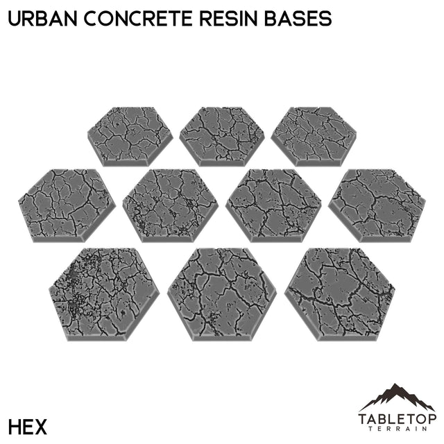 Tabletop Terrain Bases Hex / Single Urban Concrete Resin Bases