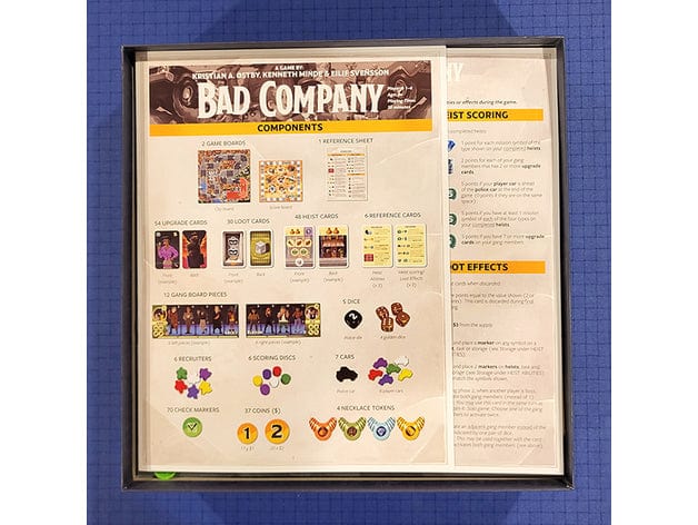 Tabletop Terrain Board Game Insert Bad Company Board Game Insert / Organizer