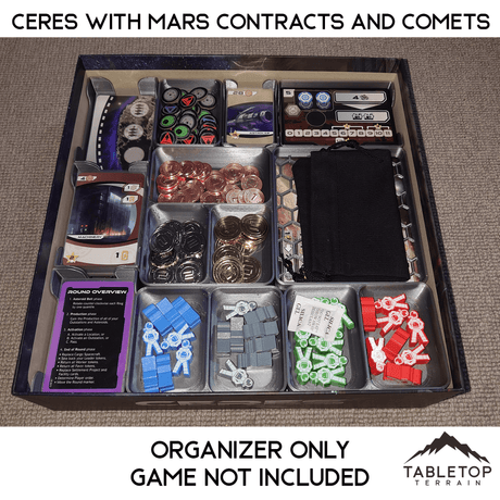 Tabletop Terrain Board Game Insert Ceres with Mars Contracts and Comets Board Game Insert / Organizer