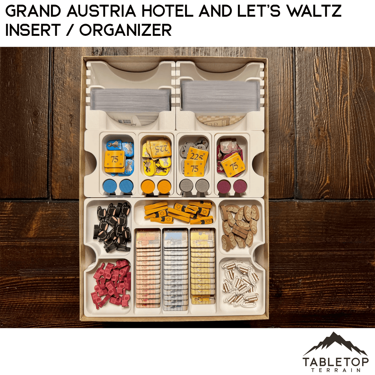 Tabletop Terrain Board Game Insert Grand Austria Hotel and Let's Waltz Insert / Organizer - Holds Meeple Source Food